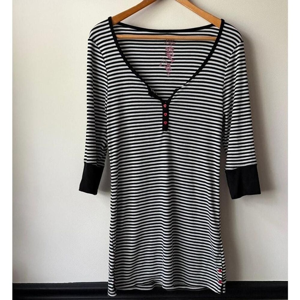 Betsey Johnson striped heart button sleep dress